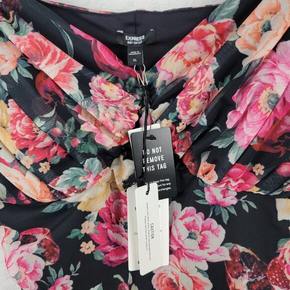 Whimsigoth Romantic Thong Contour Bodysuit XL Strappy Rusch Black Mesh Floral - Picture 12 of 13